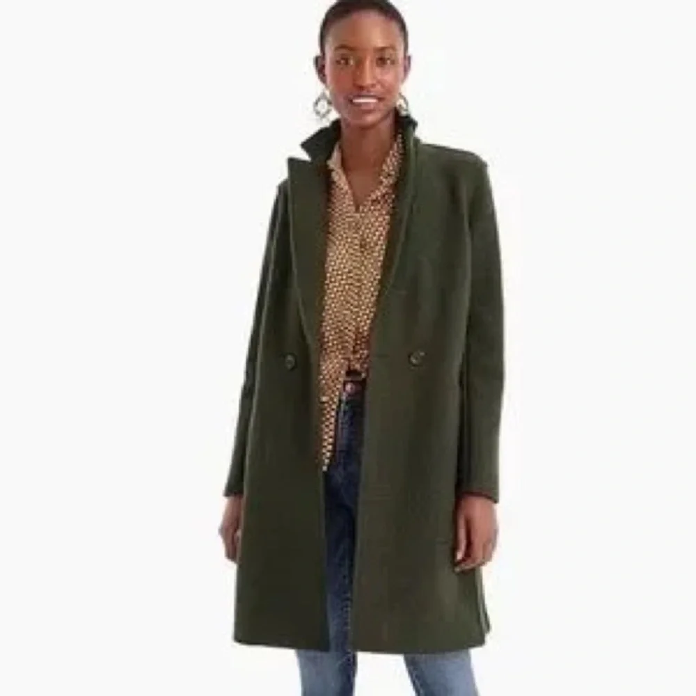 J. Crew Olive Green Double-Breasted Wool Pea Coat